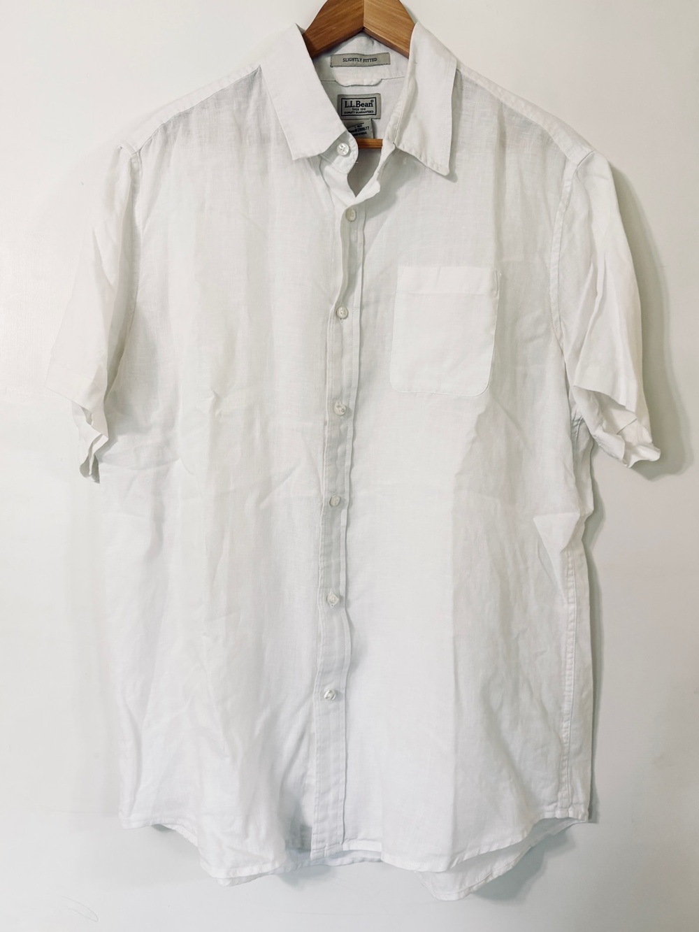 Vtg Vintage L.L.Bean Linen Button Down Shirt Slightly Fitted L White L L Bean